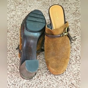 Coach clog size 11m brown suede new without tags/ box originally $195 never worn